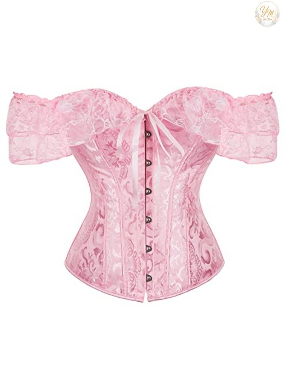 Lace Up Overbust Corset Top Steel Busk Renaissance Lace Sleeves